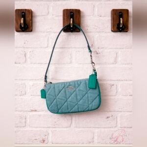 Coach Quilted Denim Shoulder Bag - Baquette Style - Green - NWT